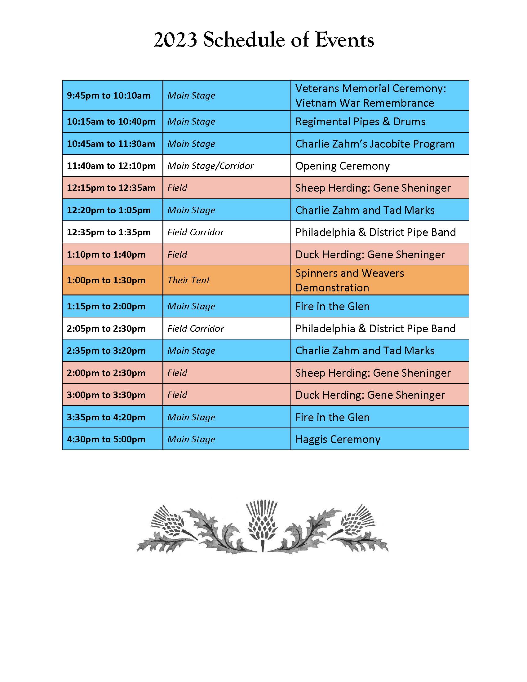 Festival Schedule 2023